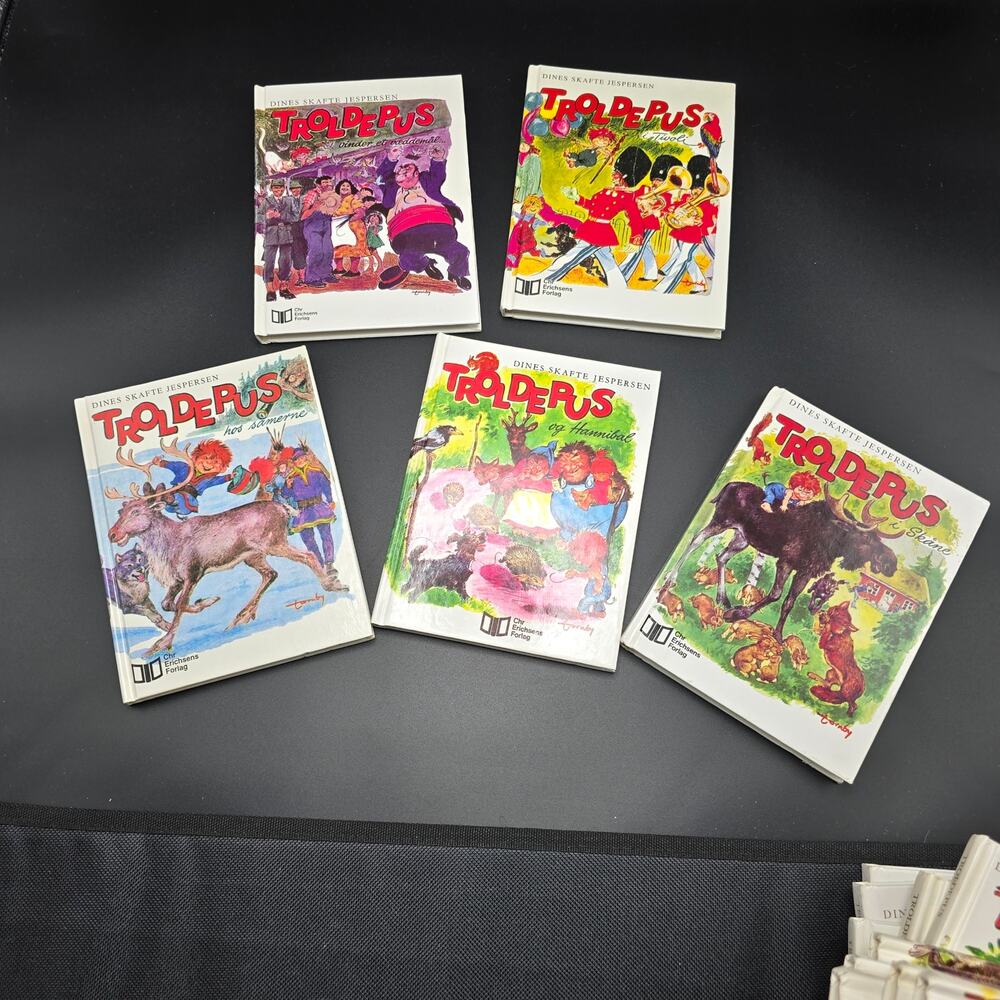 Vintage Troldepus Dines Skafe Jespersen Danish Books Set of 5 #16,17,19,20,21